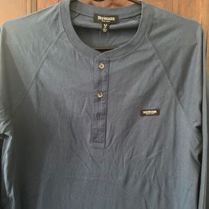 True Religion Stripe Long Sleeve Blue Henley  men small